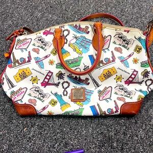 Dooney & Bourke HOLLYWOOD TRAVEL USA SATCHEL Designer Handbag EUC